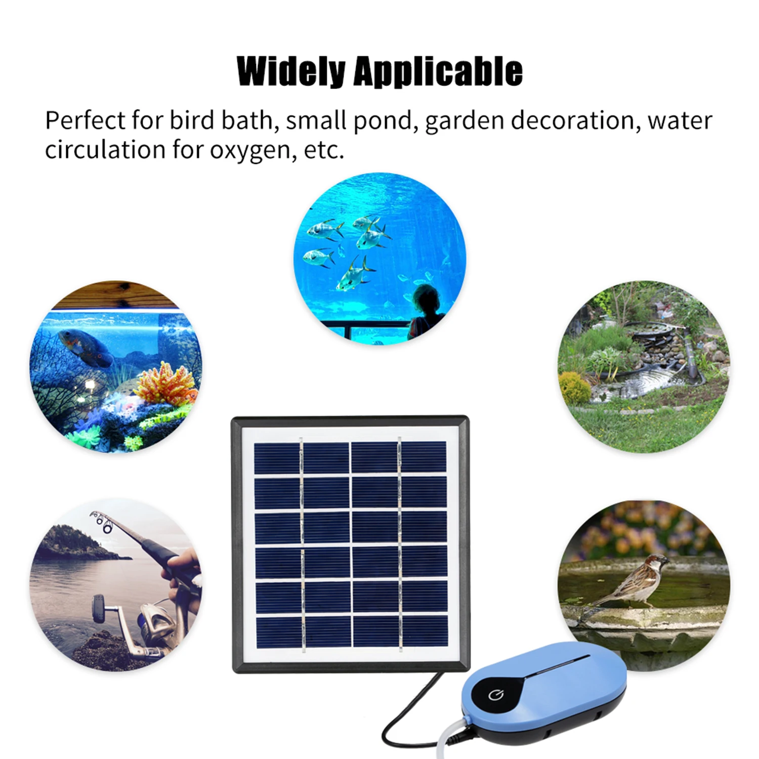 Solar Air Pump Built-in Rechargeable Battery Solar Oxygen Pump Aquarium Fish Tank Oxygen Pump for Fish Tank Outdoor Pond