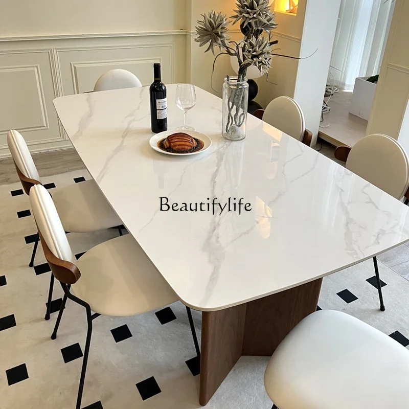 

LJY-Rock slab dining table light luxury modern simple small apartment rectangular living room home