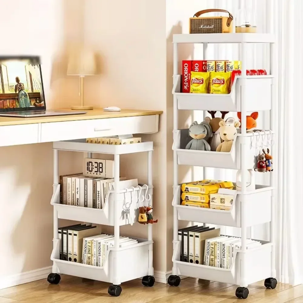 Bookshelf Storage Trolley Multilayer Movable Kitchen Storage Shelves Household Wall Shelf Floor Type Bathroom Organizer