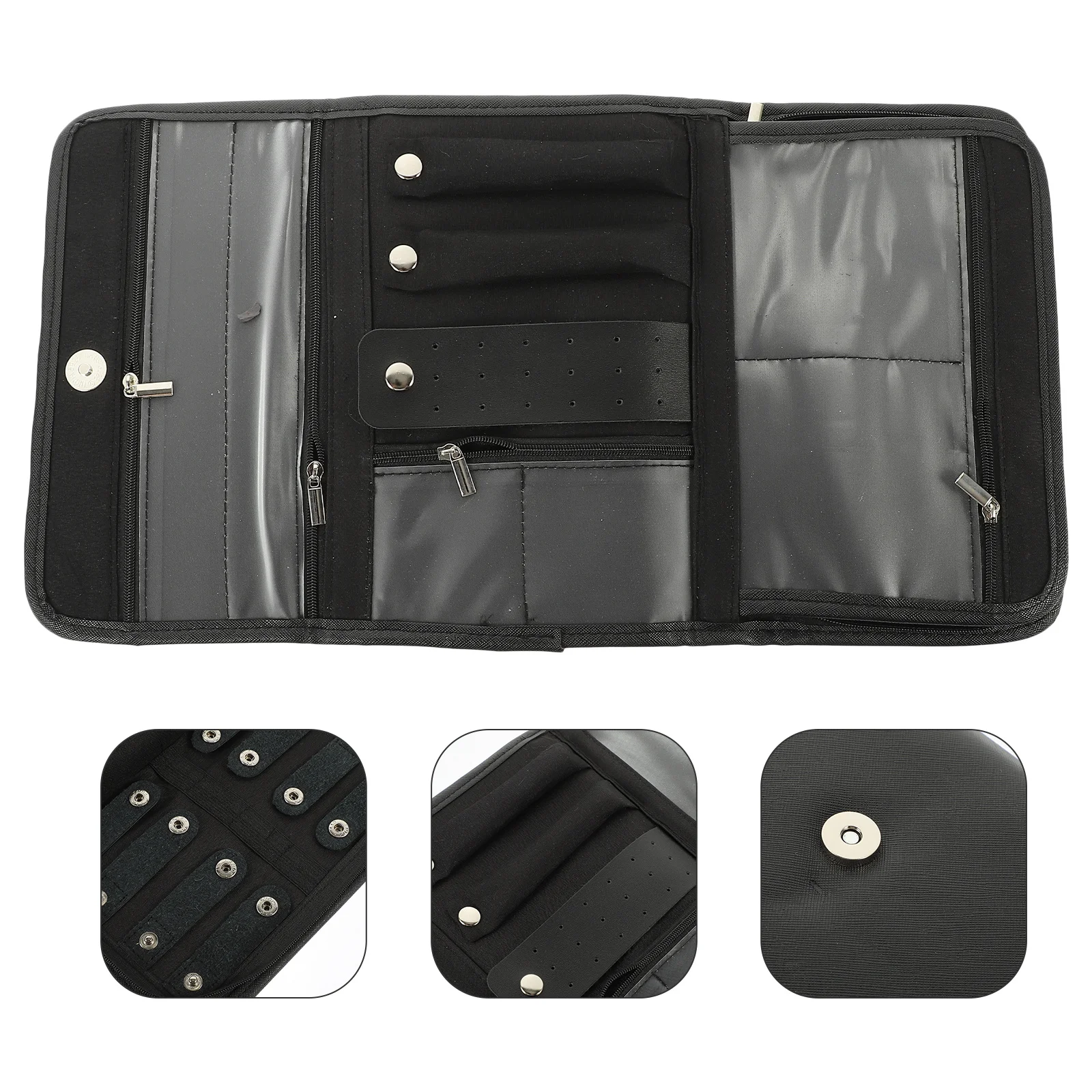 

Travel Jewelry Organizer Roll Bag Multi-Compartment Foldable Storage for Jewelry Accessories Compact Lightweight Easy Carry