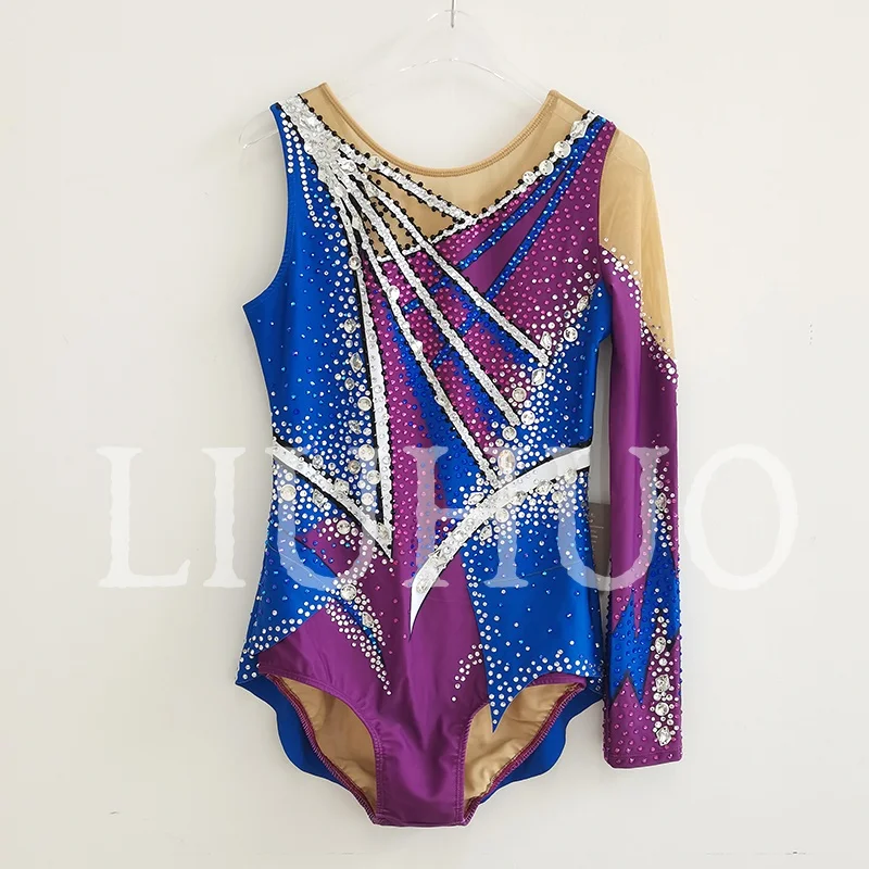 

LIUHUO купальник для художественной гимнастики с одним рукавом для соревнований по черлидингу для детей BD8004