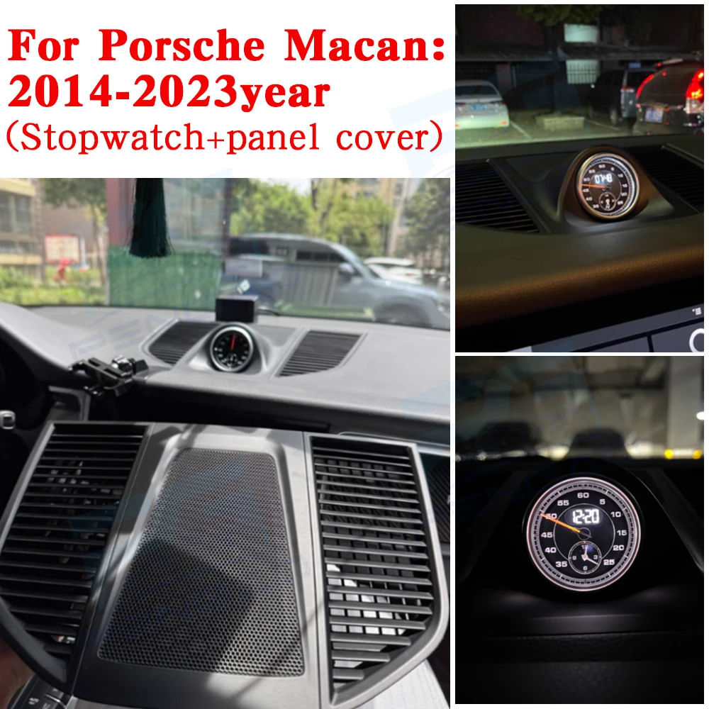 

Car stopwatch cover for Porsche Macan 95B 2014-2023 stopwatch clock electronic Digital timer panel watch red interior Parts