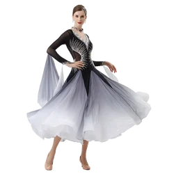 B-22215 New Women Modern Dance Rhinestone Color Diversity Dress Ballroom National Standard Waltz Competition Performance