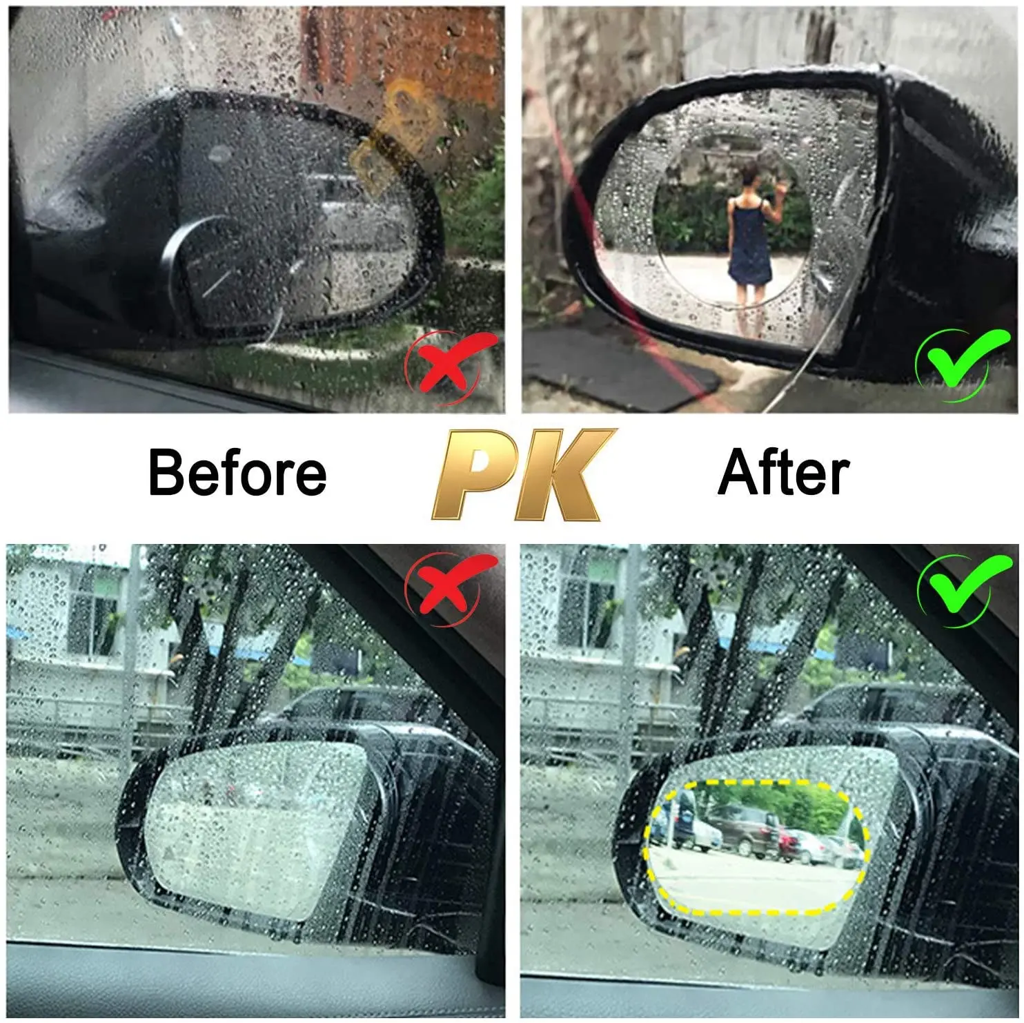 Pegatina impermeable para espejo retrovisor de coche, película de lluvia, visión clara en días lluviosos, 2 piezas