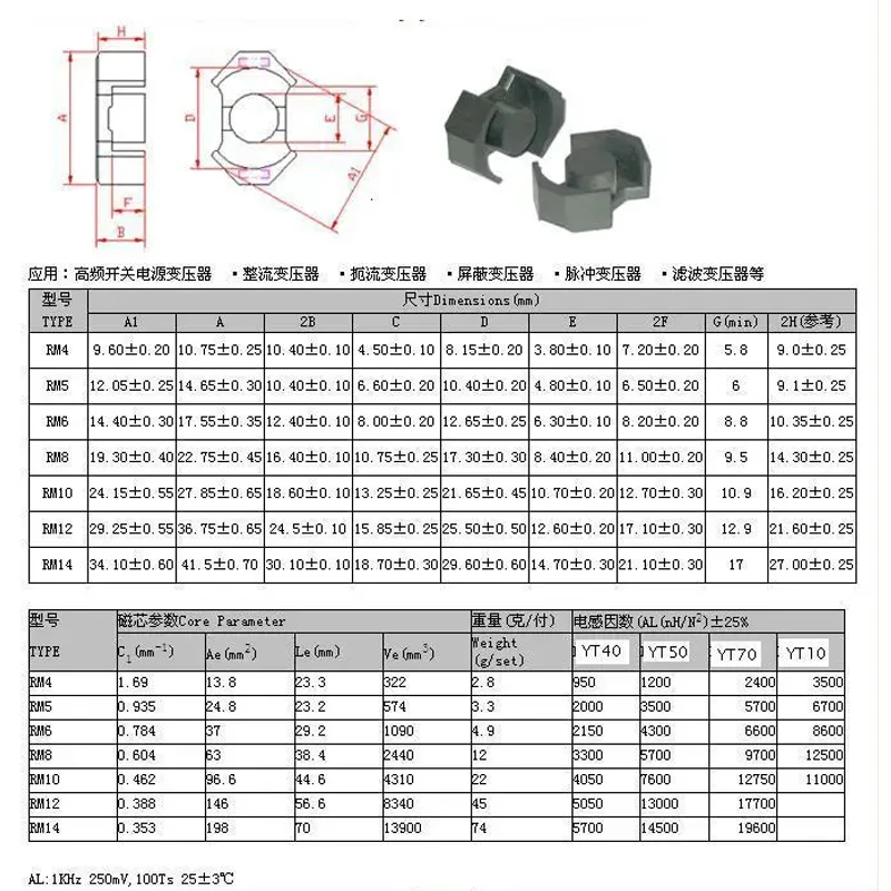 RM5 ferrite core PC44 material  and bobbin Vertical 3+3 pins  +clip 20sets/lot