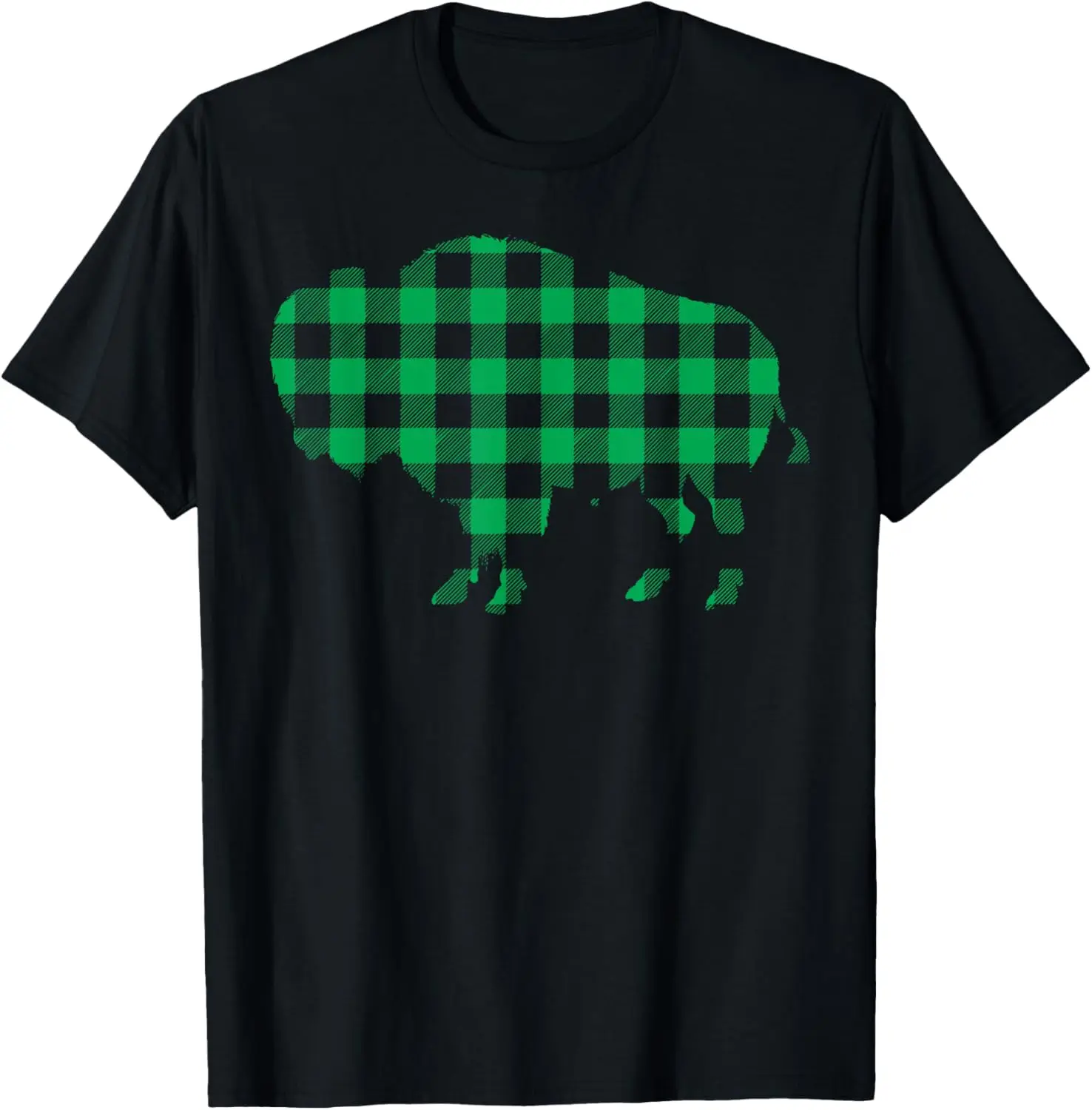 Buffalo Plaid Green Bison St. Patricks Day Funny T-Shirt