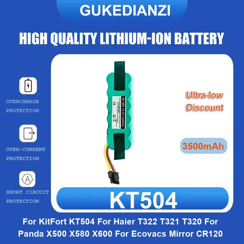 KT504 Battery For Kitfort KT504 For Haier T322 T321 T320 For Panda X500 X580 X600 For Ecovacs Mirror CR120