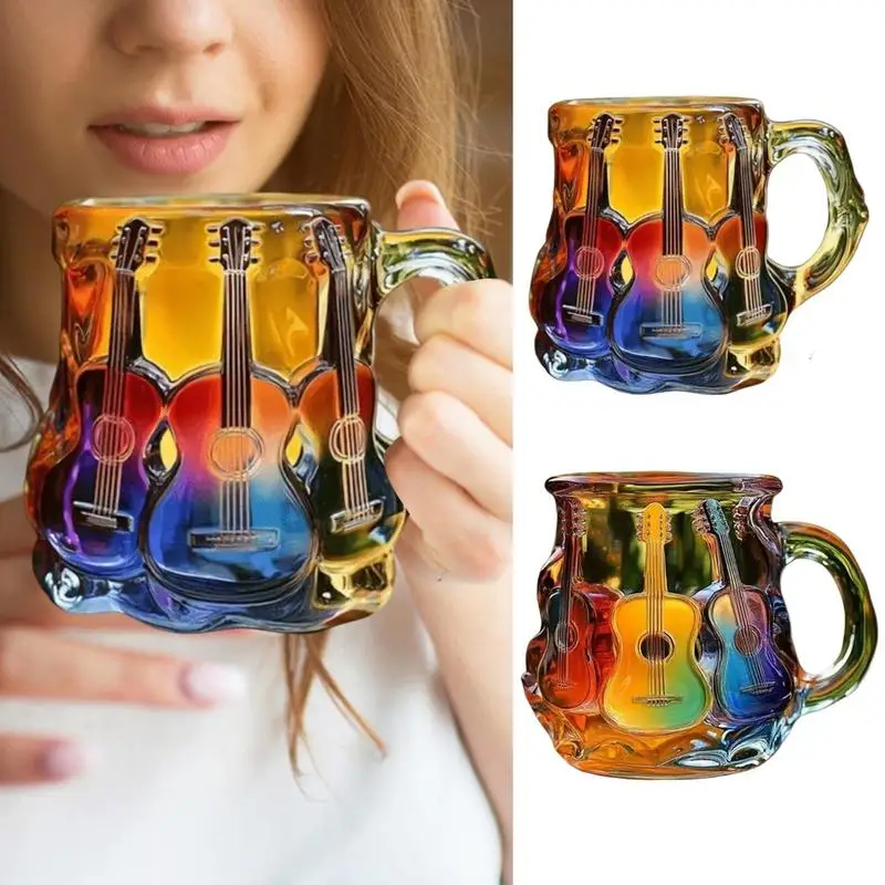 

Guitar Coffee Mug Novelty 3D Print Music Glass Mugs Heat-Resistant Musicians Collection Cups Decoration for Friends Family