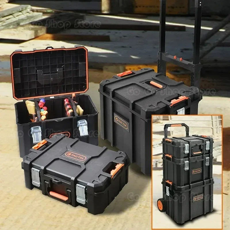 Home Toolbox Multifunctional Stacking Combination Storage Box with Drawer Industrial Vehicle Trolley Tool Cart