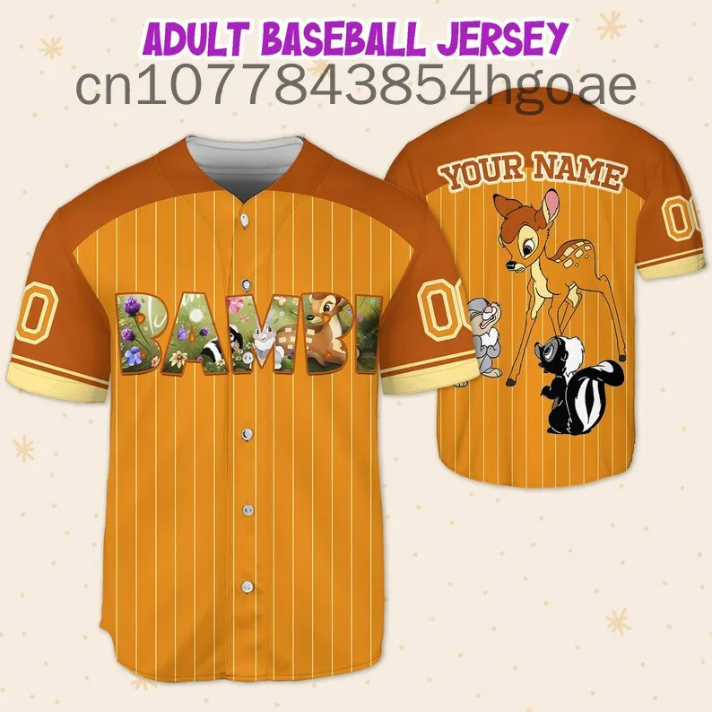 2024 Disney Bambi Baseball Jersey Custom Name Men's And Women's Bambi Baseball Jersey  Short Sleeve Hawaiian Shirt Track Top