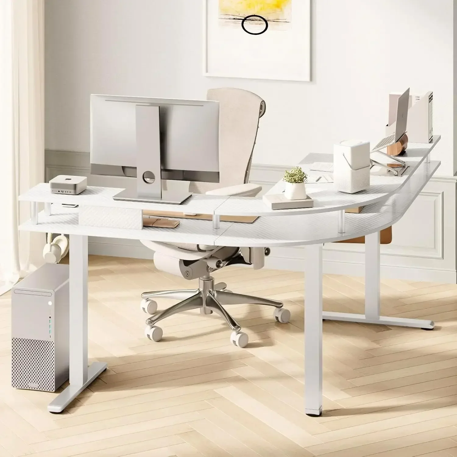 

Бестселлер: Большой L-образный электрический регулируемый по высоте стол-трансформер 63 дюйма для офиса с подставкой для монитора