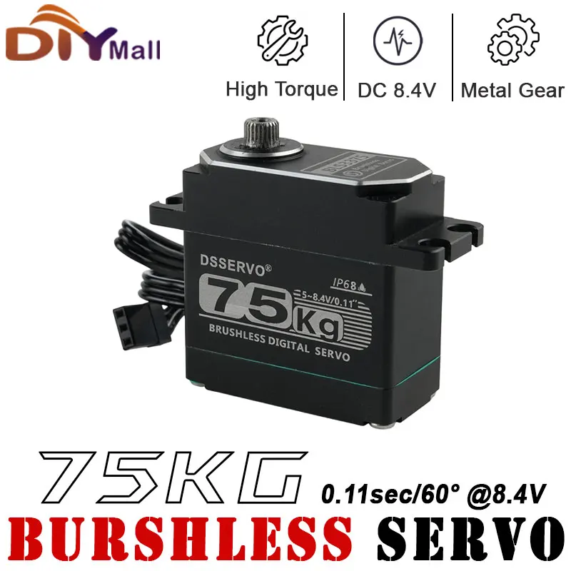 

75 кг BLS3375 Бесщеточный сервопривод IP68 Водонепроницаемый 5 м Тихая металлическая шестерня для дайвинга 7,4 В 180/270/360 градусов для радиоуправляемого автомобиля-робота с кронштейном 25T