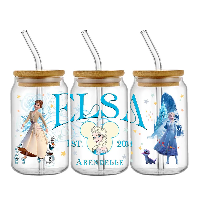 Disney Prinses Prins Heks 16Oz Uv Dtf Cups Wrap Transfer Sticker Aangepaste Labels Diy Logo Zelfklevend Waterdicht