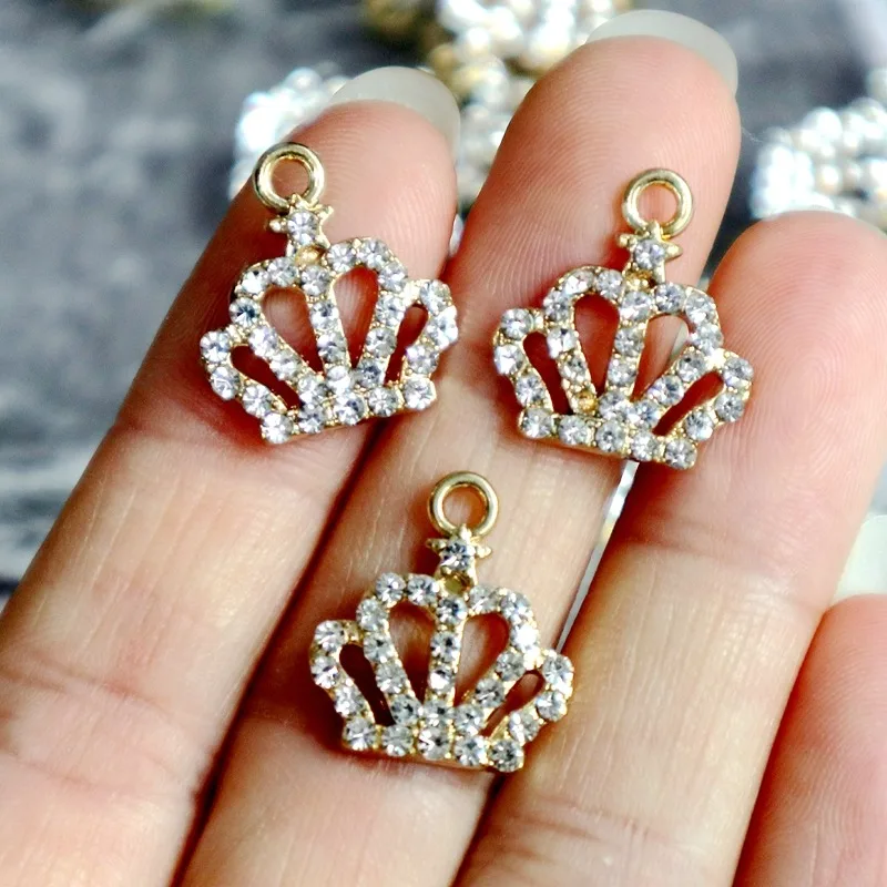 

10pcs Alloy Metal Pendant Inlaided Zircon Charms DIY Necklace Bracelet Earrings Keychain Accessory Jewelry Components Lover Gift