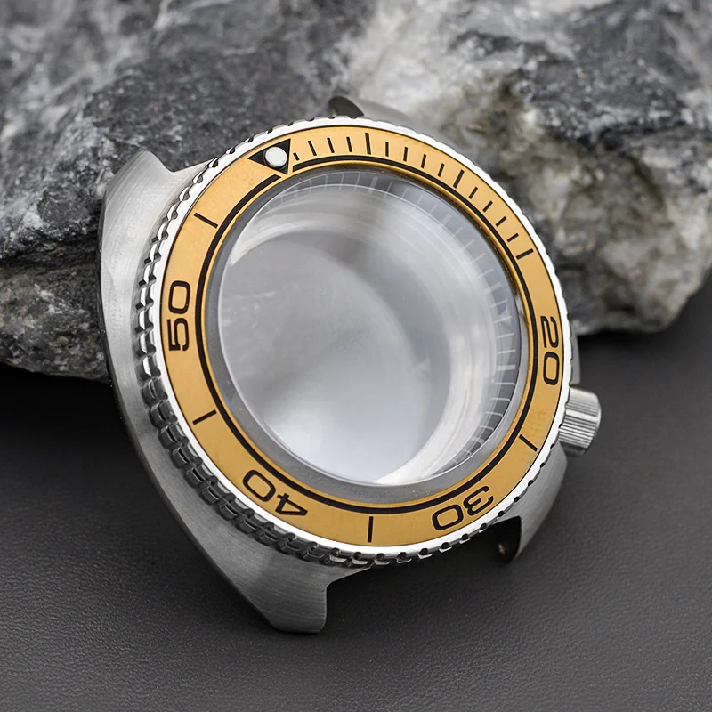 

44mm 6105 Watch Case Turtle Abalone Case fit for NH35 NH36 Movement Sapphire crystal glass Mod NH35 Watch Case