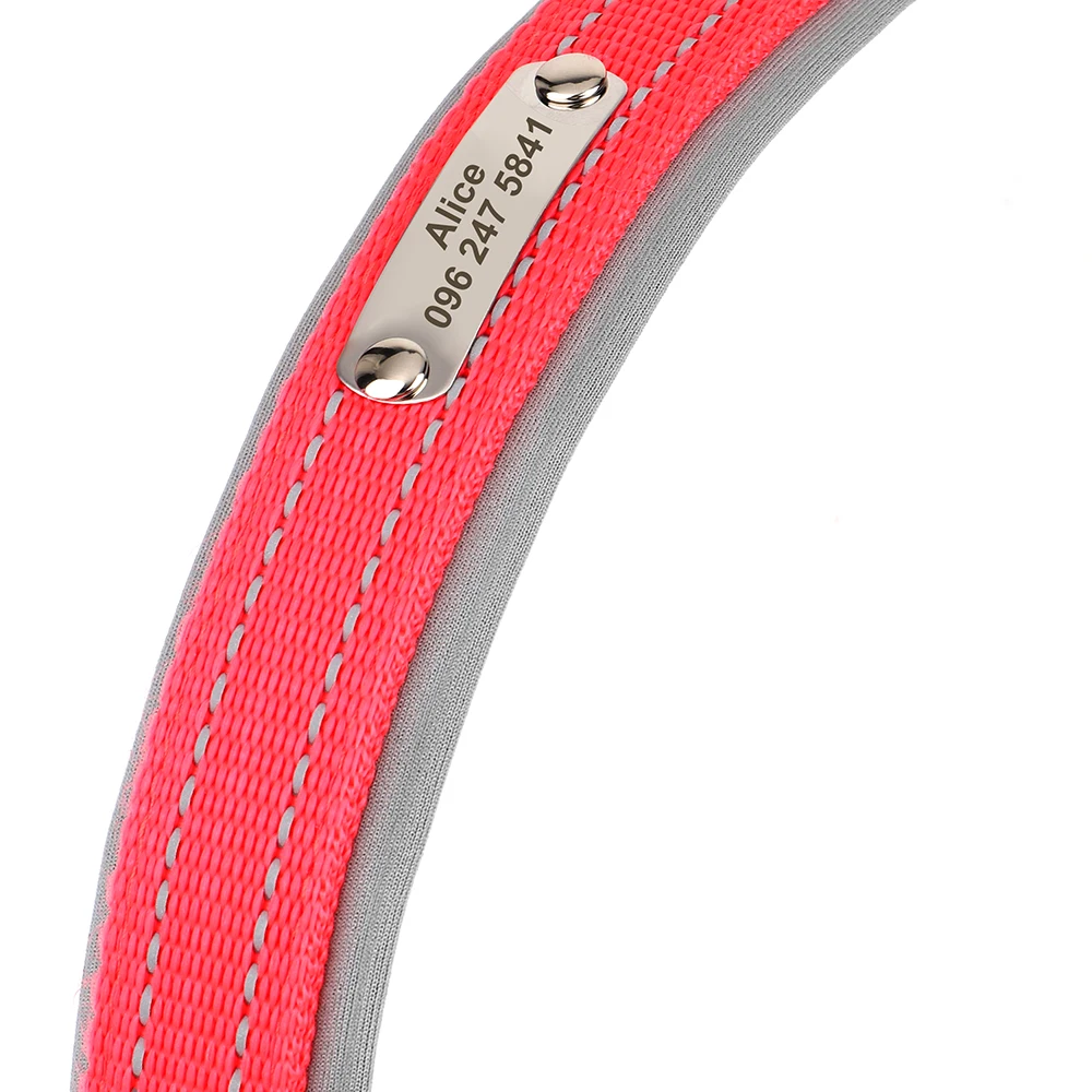 Personalized Dog Collar Reflective Dogs ID Collars Free Engrave Name Collars Adjustable for Small Medium Large Dogs Pet Pitbulls