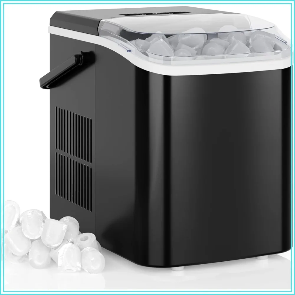 

26lbs/24H Countertop Ice Maker, 9 Bullet Cubes in 6 Mins, Self-Cleaning, Portable for Home, Kitchen, RV, Camping