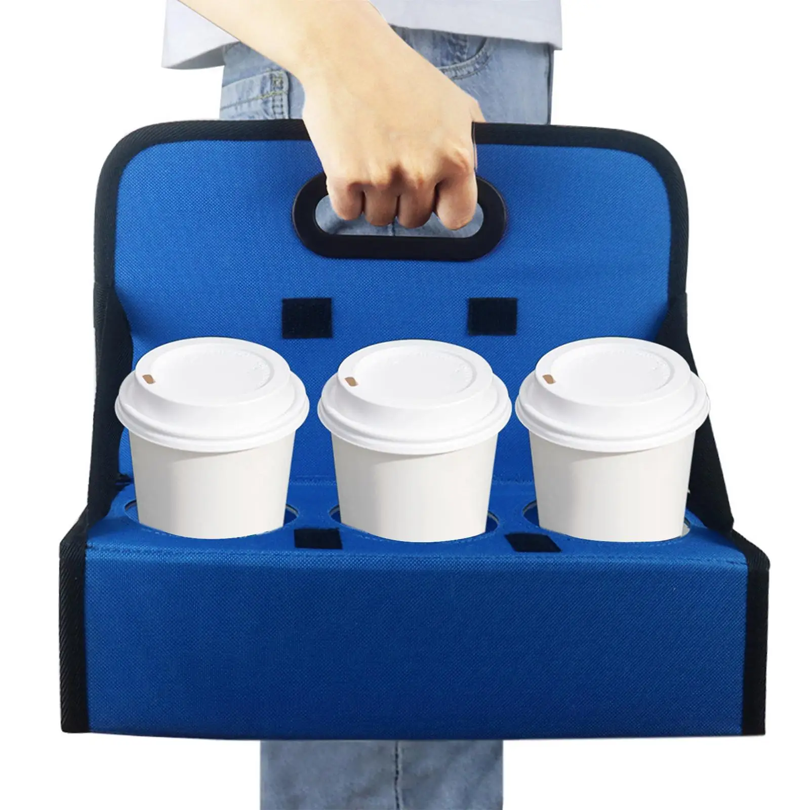 Cup Carrier Coffee Cups Holds 6 Cups Solid Base Foldable Cup for Restaurant Office Picnic Food Delivery Outdoor Activities