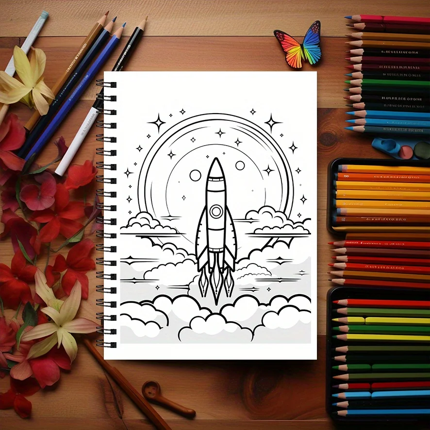 Star Voyage Coloring Book - 8.3 x 11.2 inches 22 pages coloring book - helps relieve stress and emotions, positive thinking, sui