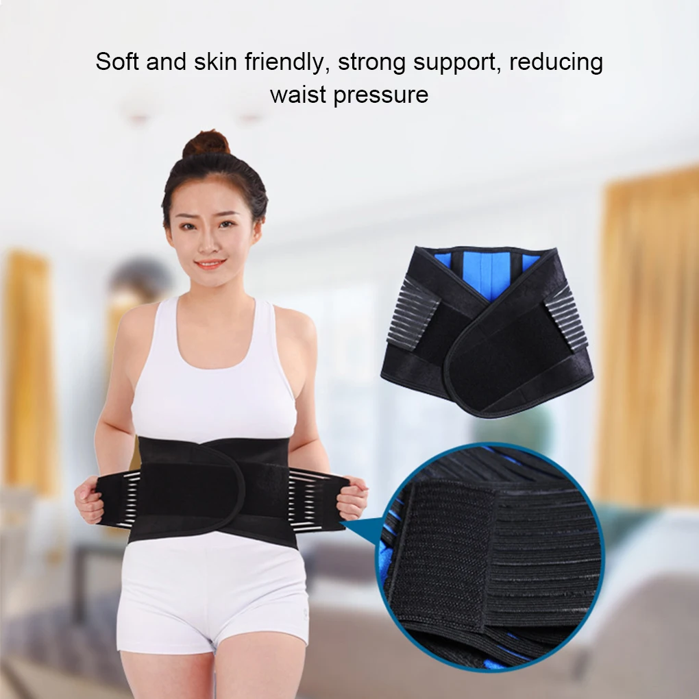 

Rubber Lumbar Support Belt Easy To Wear And Provides Fit For Needs Adjustable Fit Ventilation Blue and Black M