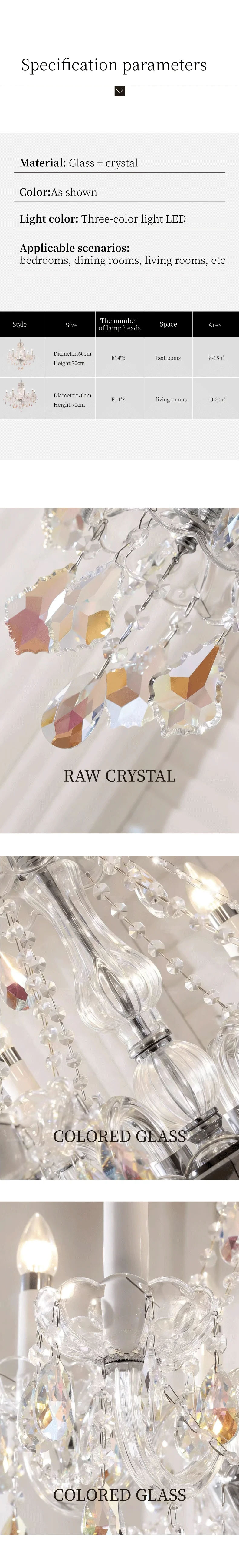 Europe K9 Crystal E14 Chandelier Living Room Candle Pendant