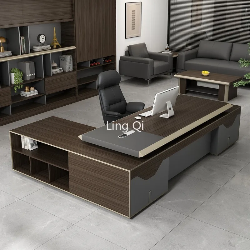 Office Desk Work Dressing Table Writing Computer Desks Gaming Tables Bedroom Home L Shaped Workshop Professional Furniture Boss image 5