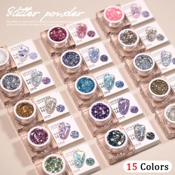 Vendeeni 15 Colors Sparkle Sequins Gel Nail Polish Hybrid Shiny UV LED Soak Off Gel Lacquer Glitter Gel Varnish Nail Art Design