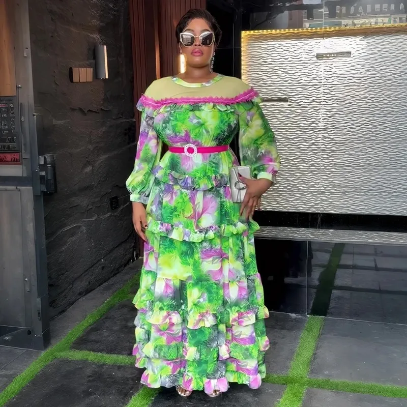 Gaun Afrika Elegan untuk Wanita 2025 Pakaian Afrika Baru Ukuran Besar Gaun Panjang Pesta Pernikahan Turki Pakaian Cetak Dashiki Ankara