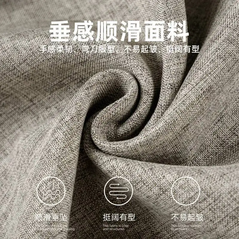 جديد ربيع 2026 بنطال بدلة واسع الساق للرجال ثلاثي الأبعاد مطوي ثنيات منحني الساق واسعة الساق بنطلون مستقيم مع حزام عالي الخصر