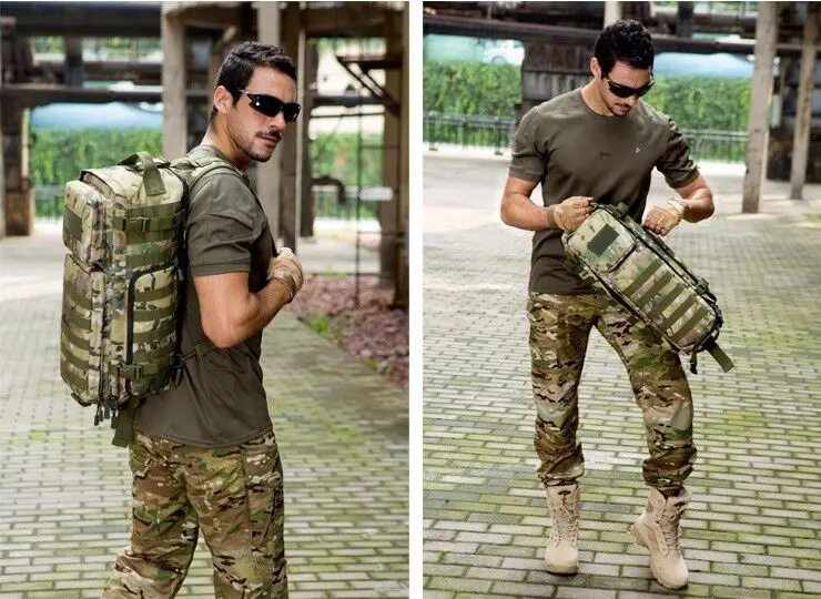 Tactical MOLLE Assault Go Bag, Shoulder Sling, Military Gym, Hiking Camper Backpack