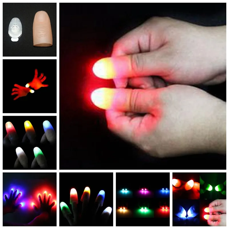 2Pcs Magic Super Bright Light Up Thumbs Fingers Trick Appearing Light Close Up