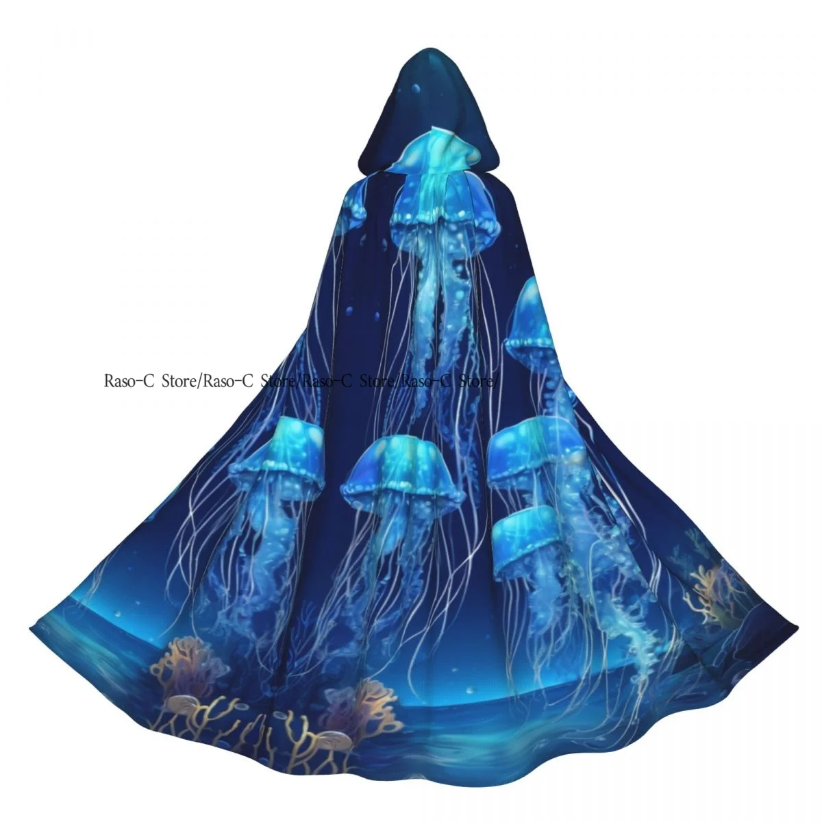 عباءة بقلنسوة للجنسين مع غطاء محرك السيارة ماجيك متوهجة قنديل البحر تحت الماء عباءة مصاص دماء الساحرة كيب تأثيري حلي #3