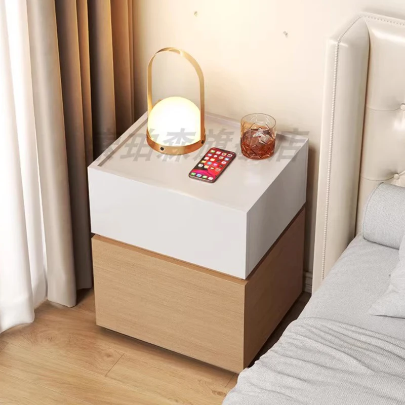 

Luxury Bedroom Nightstand Mobile Cabinets Living Room Bedside Table Storage Wood Organizer Mesitas De Noche Trendy Furniture