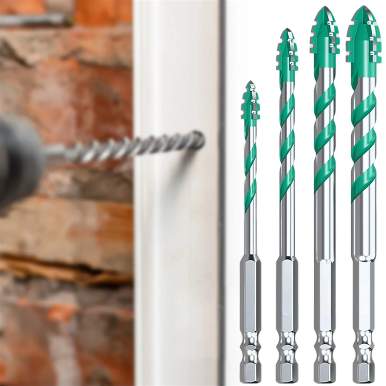 Upgraded 6/8/10/12mm Set Four-edged Sawtooth Drill Bit For Tile Drilling and Concrete Special Electric Drill Hardness Drill Bit