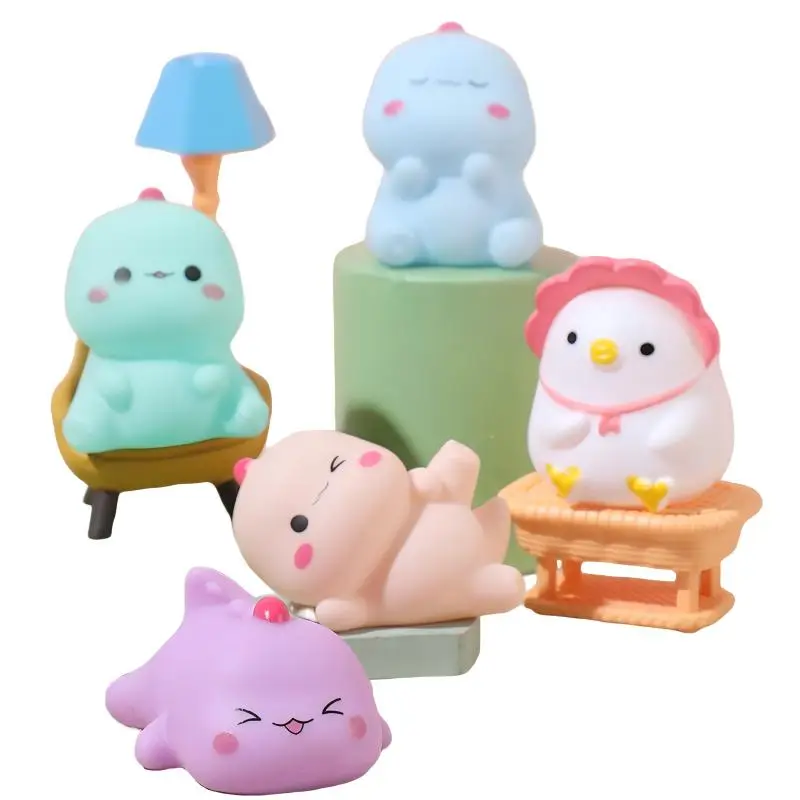 Kawaii 6 unids/lote juguetes de baño Animal suave dinosaurio polluelo juguete con sonido envío rápido presente para bebés niñas niños