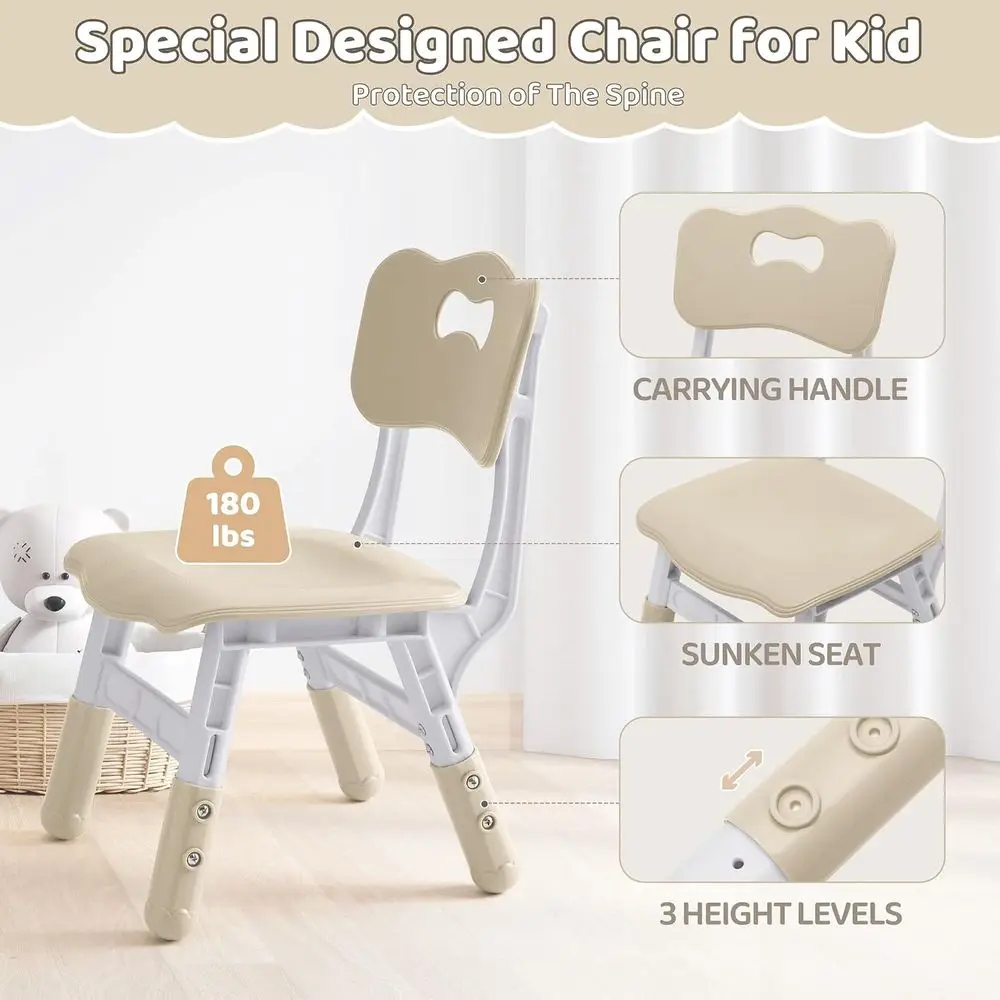 Kids Table and 4 Chairs Set, Height Adjustable (17.7"-26.1") Toddler Table and Chair Set, Multi-Activity Table with Graiti Deskt view 5