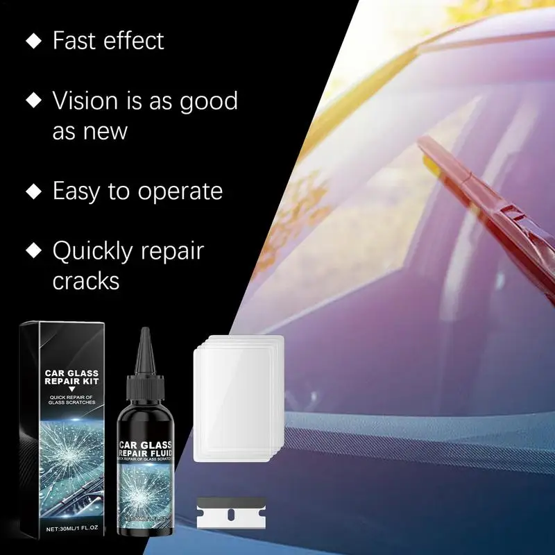 

Car Glass Repair Kit Chipped Windshield Repair Kit Automotive Windscreen Tool Car Care Kit Glass Repair Fluid For Most Vehicles