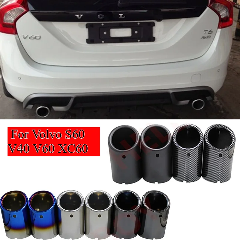 2 Stück Edelstahl Auto-Auspuff-Endrohr-Abdeckung Atreus für 2011-2013 VOLVO S60 V40 V60 XC60 Auto-Zubehör