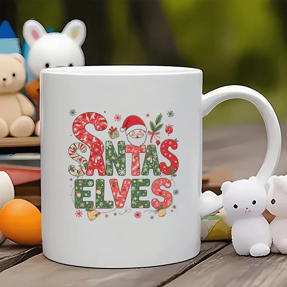 Taza de 11 oz + Taza de dibujos animados con temática navideña + Taza para niños + Taza de café para oficina familiar + Set de regalo navideño