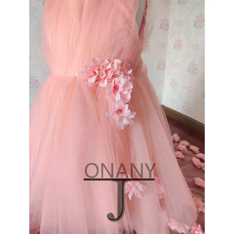 Jonany bonito vestido da menina de flor sem mangas gola 3d flor arco princesa festa primeira comunhão cerimônia roupas de florista