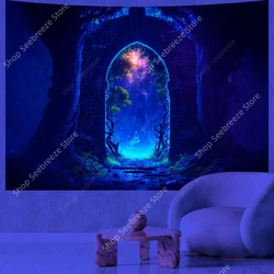 The Gate of Life UV Reactive Tapestry Wall Hanging Room Decoration Accessories Psychedelic Home Wall Decor Witchcraft Tapestry