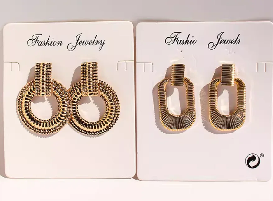 

Ювелирные изделия для внешней торговли в Европе и США, персонализированные металлические серые круглые серьги в полоску с квадратным преувеличенным ухом