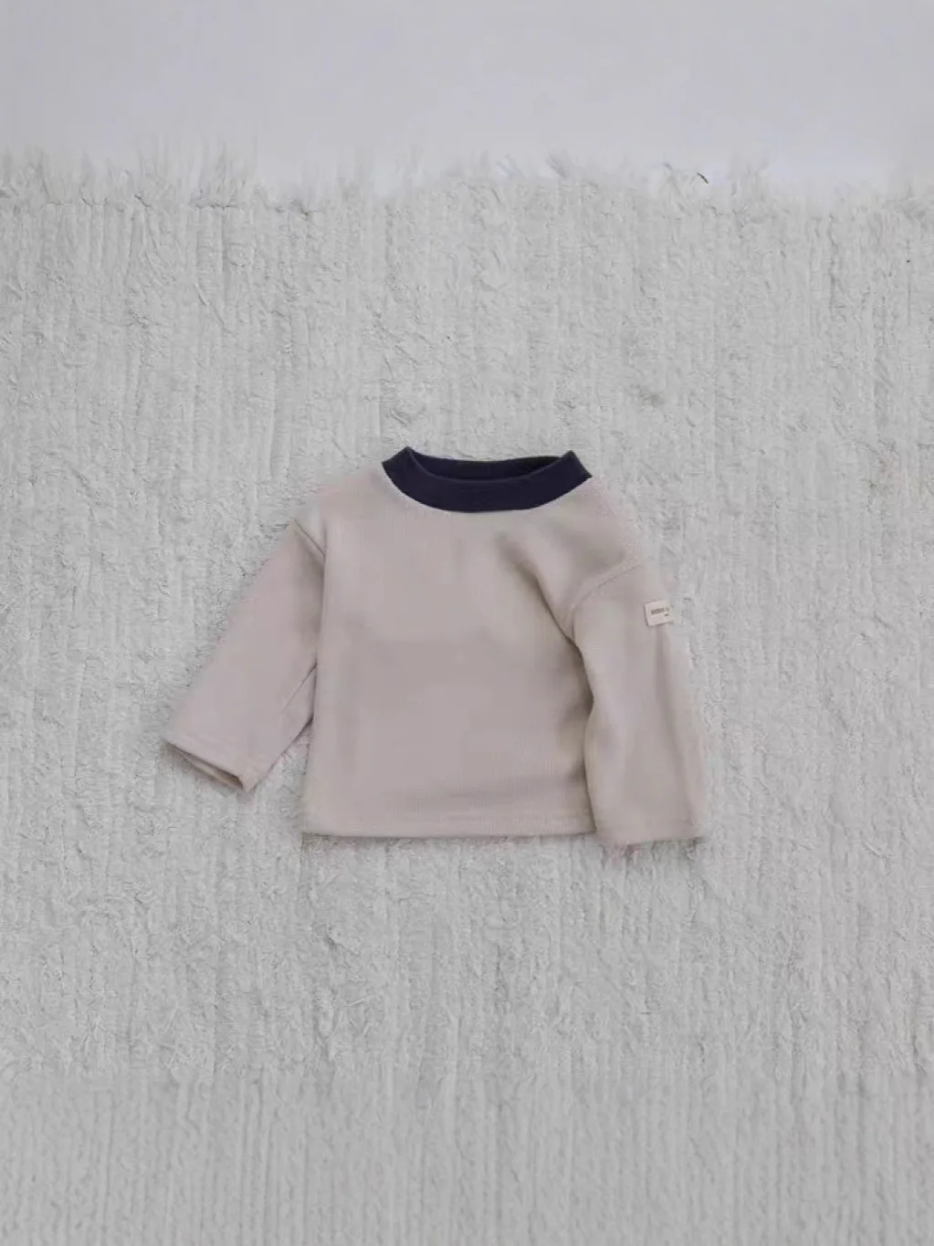 طفل فتاة الصلبة بسيطة قاع القمصان الرضع الصبي تنوعا بلايز عادية 2025 الخريف جديد طفل طويل الأكمام تي شيرت القطن #4