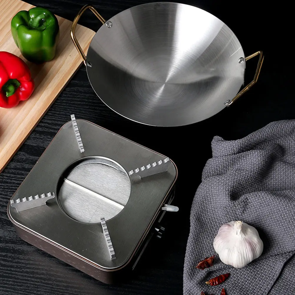 

1Pcs Thickened Stainless Steel Cooking Pot Household Hot Pot Alcohol Pan Portable Lightweight Kitchen Cookware Non-Stick Outdoor
