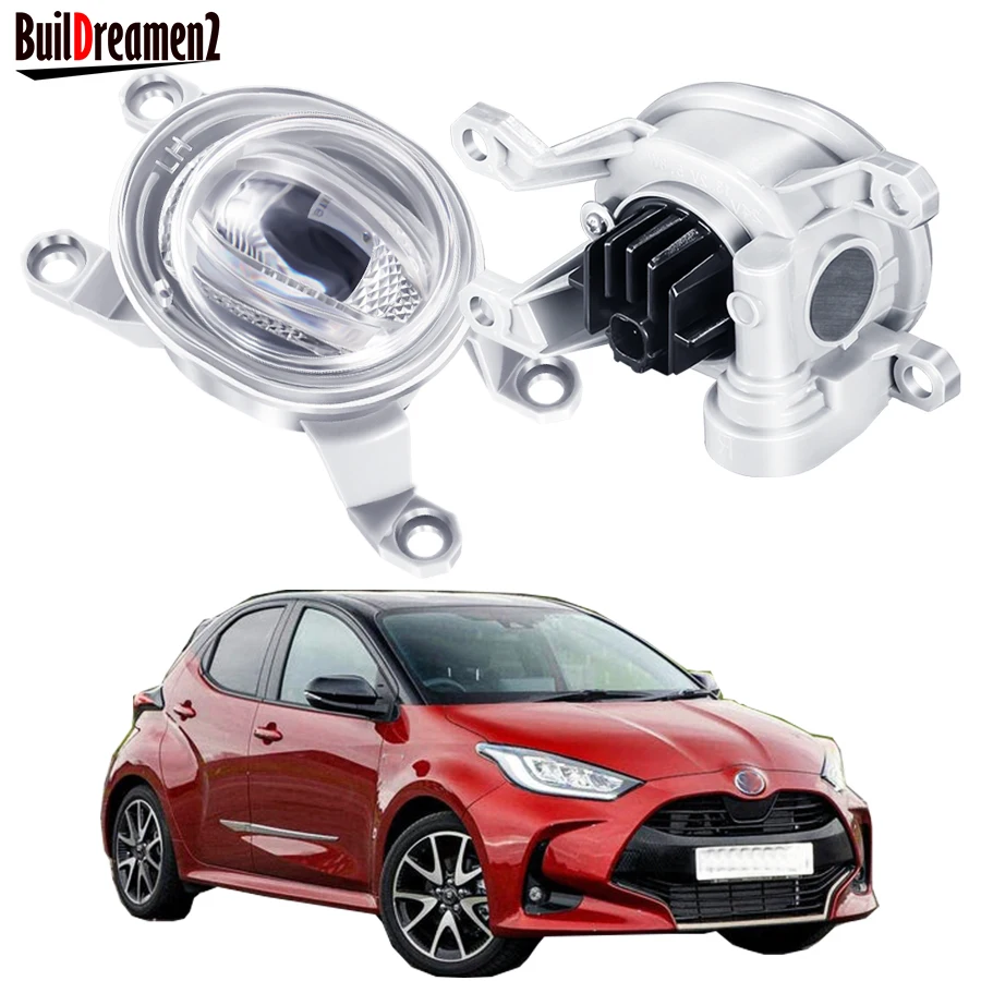 2 Pieces LED Fog Light Assembly For Toyota Yaris 2020 2021 2022 11.6W Car Front Bumper Lens Fog Driving Lamp DRL 1160LM 12V