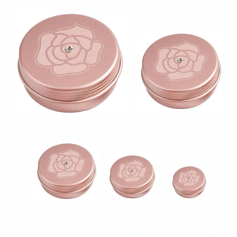 100pcs Empty 5/10/15/30/50g Round Aluminum Box Metal Tin Cans DIY Rose Gold Cosmetic Cream Refillable Empty Jar Tea Aluminum Pot