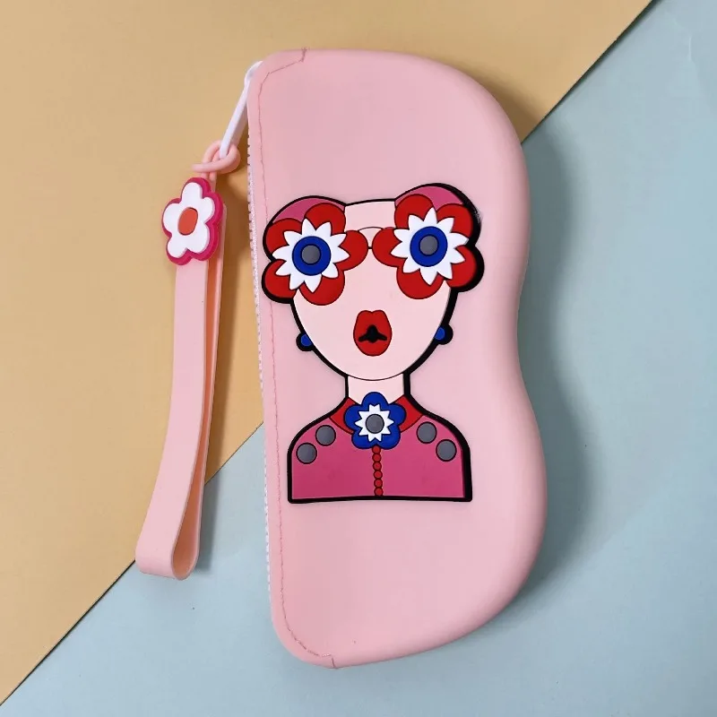 Cool Girl Silicone Glasses Cases Waterproof and Anti Loss Portable Y2k Glasses Storage Bag Can Be Hung Anti Lost Glasses Case image 5