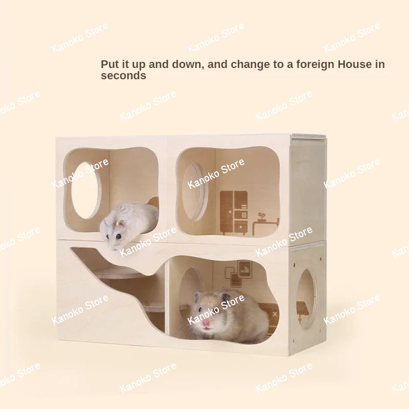 Reino secreto, casa de madera para hámster, laberinto de hámsteres, jaula para animales pequeños, accesorios para paisajismo de ratas, túnel de ratón enano