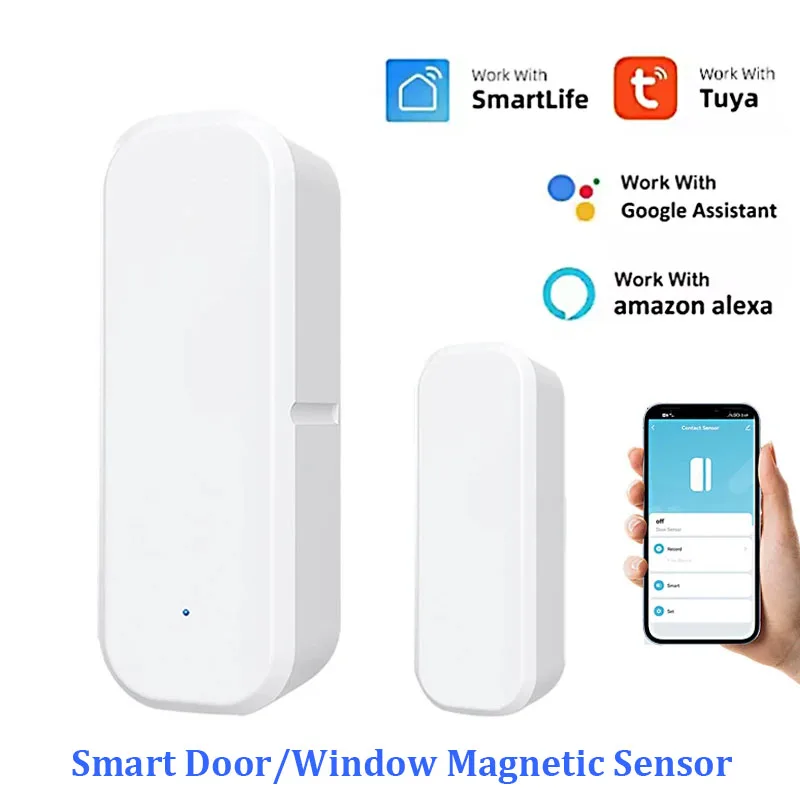 Smart Life App WiFi Door Sensor Window Sensor Open/Close Detector Security Protection Alarm Detector Compatible With Alexa