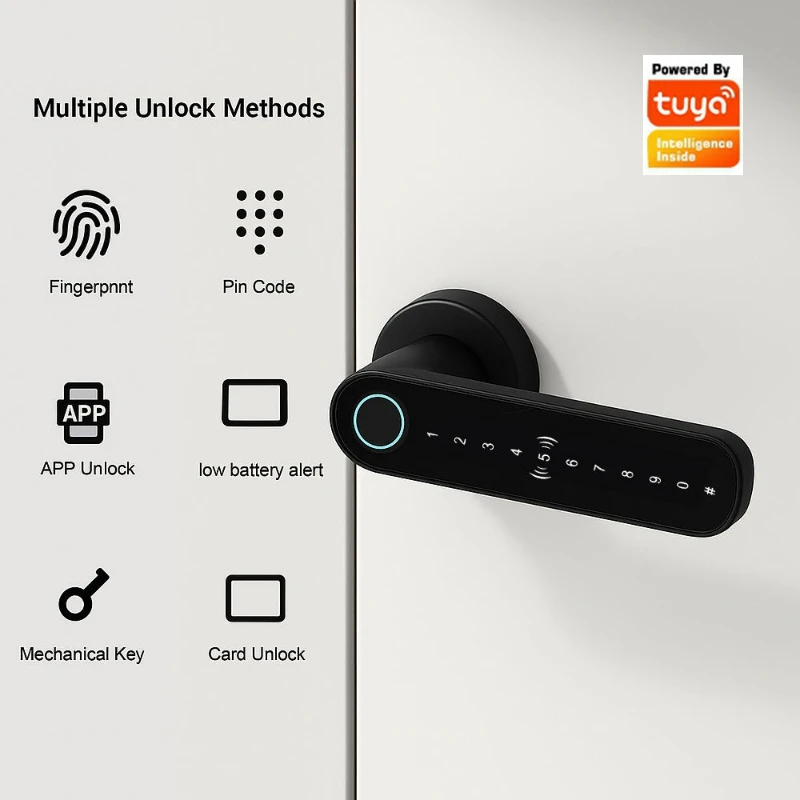 EGFirtor Wooden Door Fingerprint Indoor Three-bar Tuya Bluetooth Password APP Smart Electronic Lock 60mm Cylinder